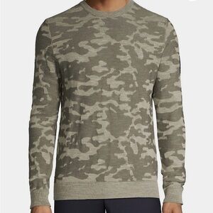 Strellson Gray Green Camo Light Cotton Knit  Sweater in Men’s Large